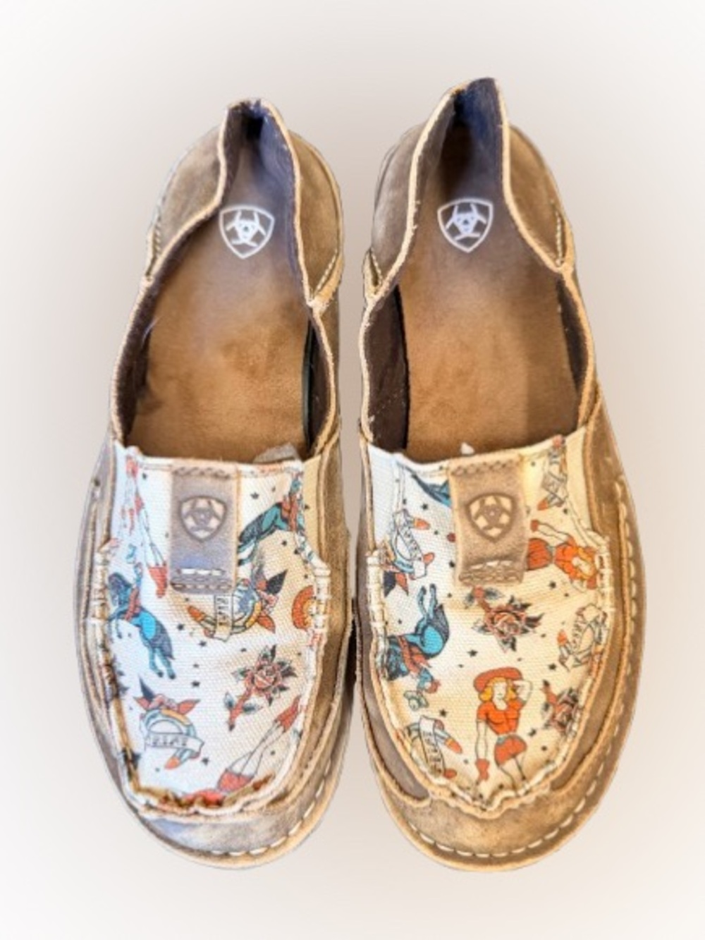 Ariat Cruiser Vintage Tattoo Print Slip On Loafers Women’s 7.5B Western Casual